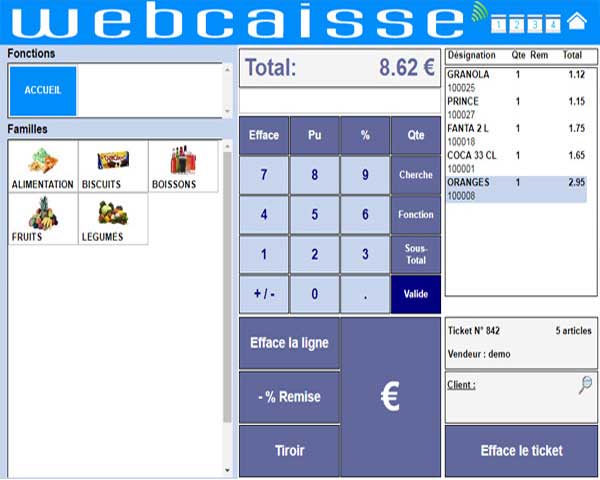 interface visuelle logiciel de caisse interface visuelle